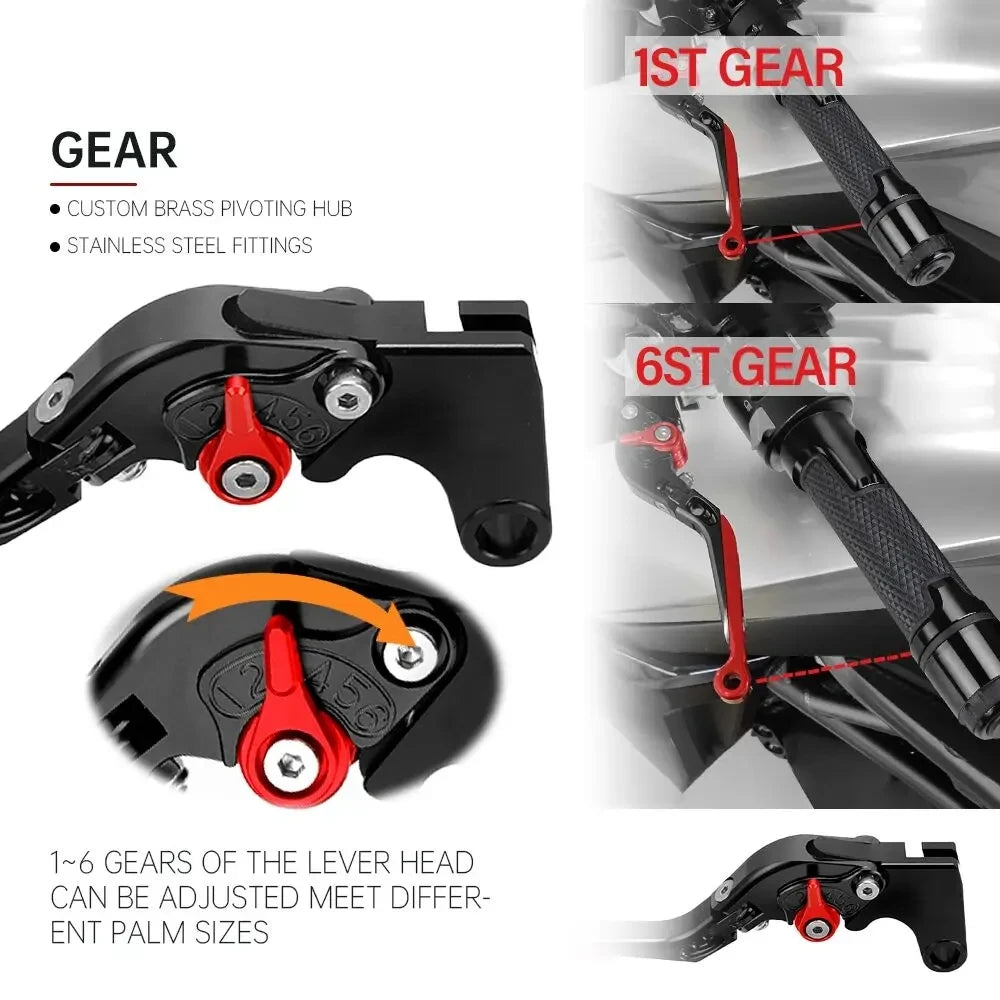 Adjustable Brake And Clutch Levers + Handlebar Grips For YAMAHA V-MAX 1700