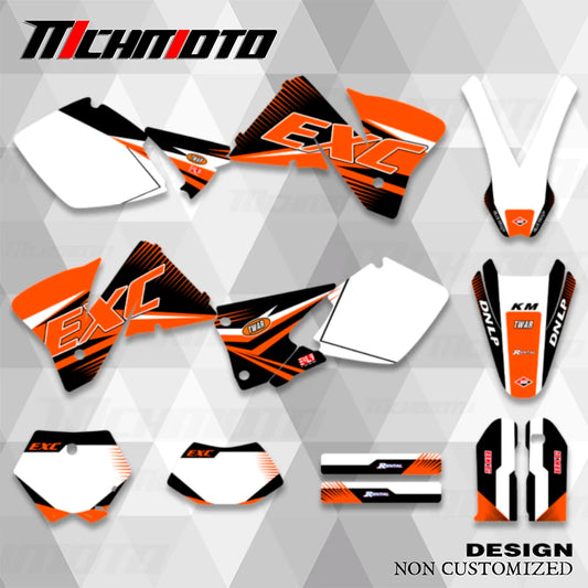 Stickers Set For KTM EXC SXF 125 200 250 300 380 400 520 1998 1999 2000 Graphics Decals Sticker Kit Motorcycle Background