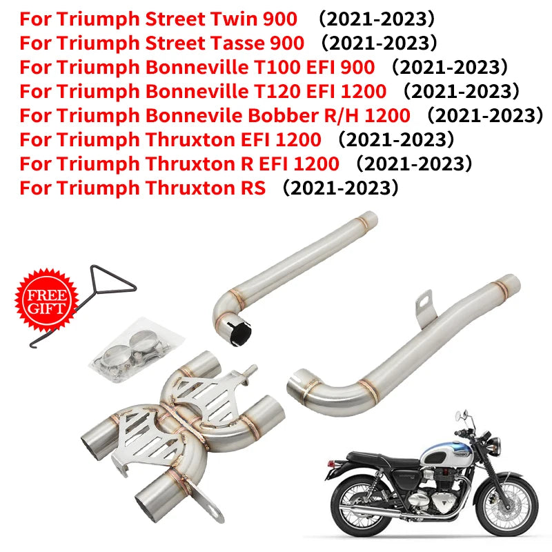 Slip On  Exhaust Link Pipe For Triumph Street Speed Twin 900 Bonneville Bobber Thruxton R Speedmaster T100 T120 1200