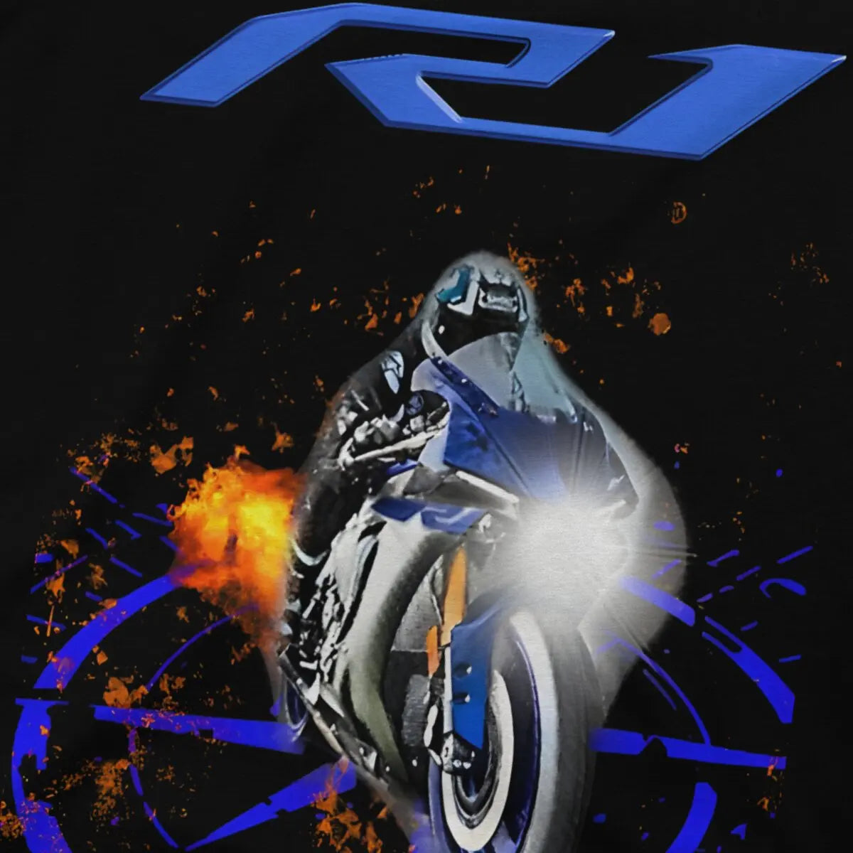 T Shirt Men Yamaha R1 Crewneck Short Sleeve 100% Cotton