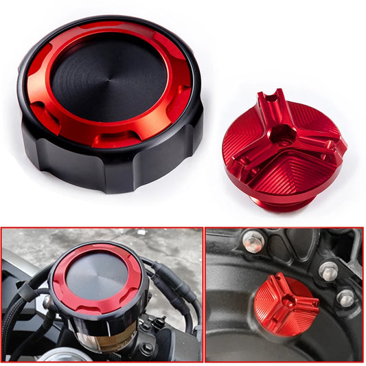 Front Brake Fluid Resorvoir Cap + Oil Filler Cap For Suzuki GSXR GSX-R 600 750 1000 1000 R/X gsx-r1000