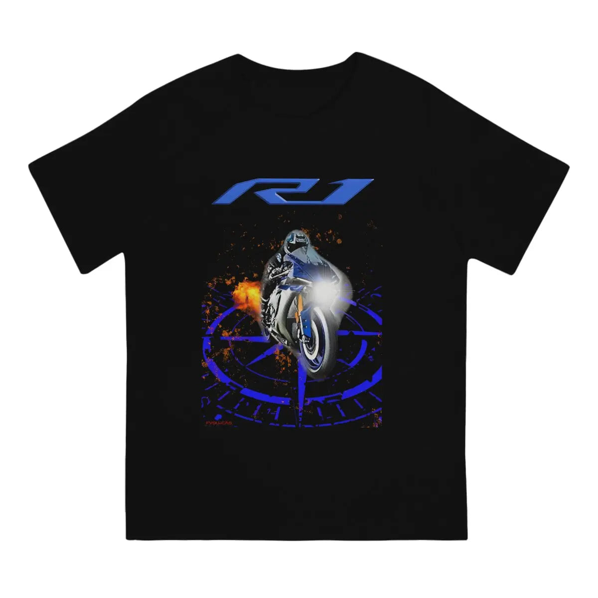 T Shirt Men Yamaha R1 Crewneck Short Sleeve 100% Cotton