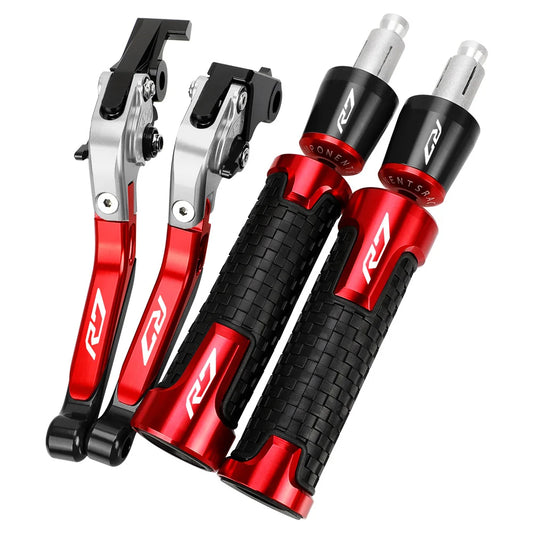 Adjustable Brake And Clutch Levers + Handlebar Grips For Yamaha YZF-R7 2022-2024